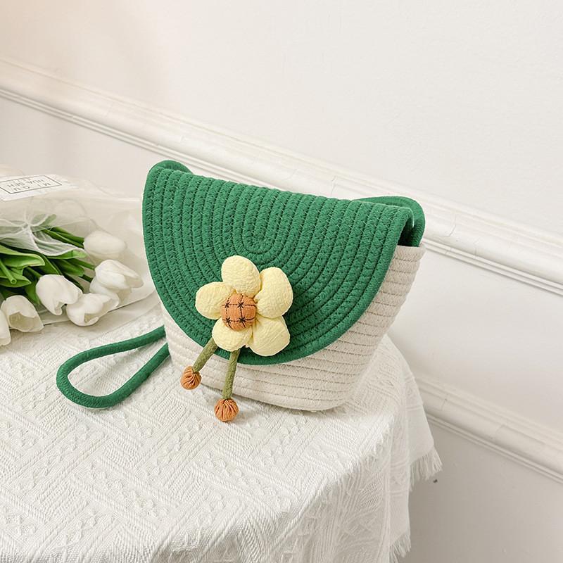 Chic Colorblock Woven Floral Shoulder Bag Ideal For Daily Casual Summer Outfits