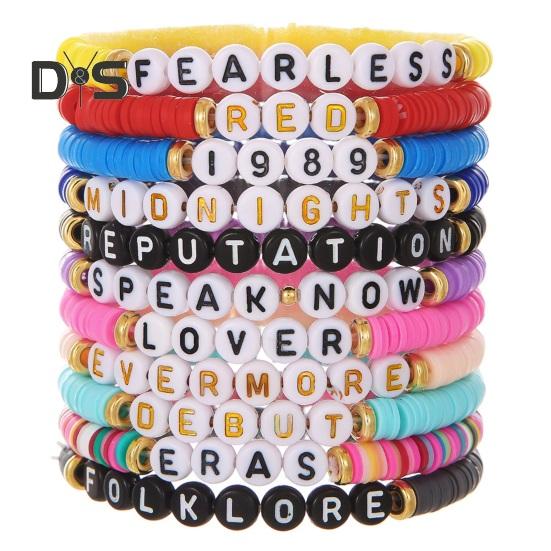 

Набор браслетов в стиле Тейлор Свифт, регулируемые эластичные камни ручной работы, украшения из бисера для концертов, подарки A
