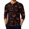 Men's Long Sleeve Tee with Halloween Print for Casual Wear