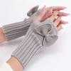 New Autumn and Winter Women's Bow Cute Fashion Gloves Knitted Warm Half Finger Fingerless Gloves