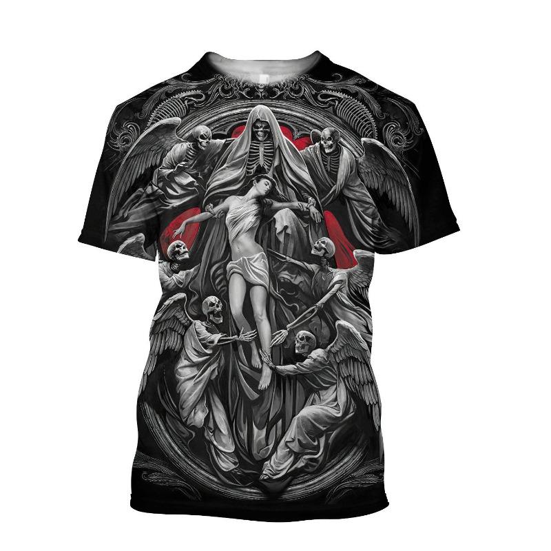 Devil Satan 3D Printed Men's T-shirts Summer Fashion Harajuku Hip Hop Casual Tees Streetwear Personality Round Neck Y2k Tops