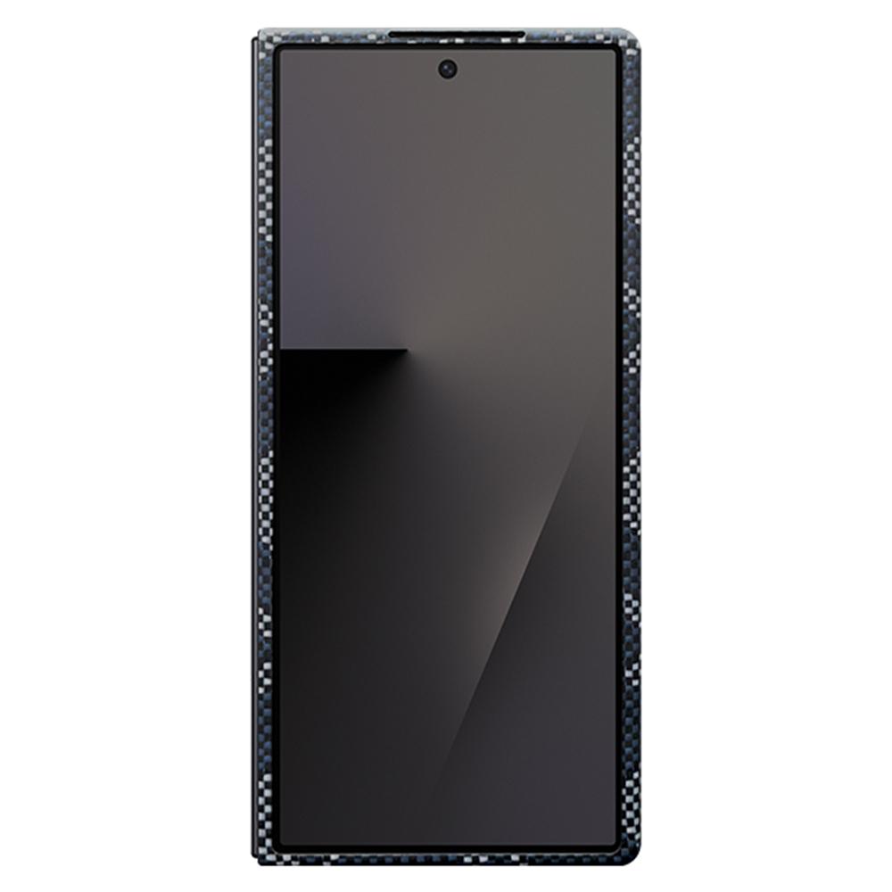 Für Samsung Galaxy Z Fold7 5G Magnetische Hülle Geometrisches Muster Aramidfaser Handyhülle mit Metall-Linsenrahmen/Frontrahmen