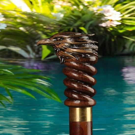 93,98 cm Adlerkopf Holzspazierstock Stock Einzigartiger Designer Wanderstock Handgefertigt für Stil Langlebigkeit