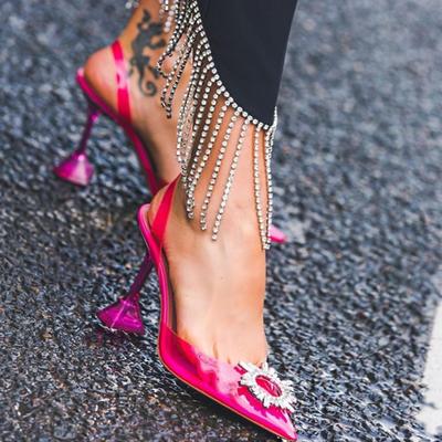 New Rhinestone Pumps Women Transparent High Heels Sexy Pointed Toe Fashion Party Wedding Shoes Ladies Sandalias De Las Mujeres