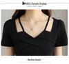 Elegant Black French Halter Neck A-line Dress – Women's Summer Waist-Cinching Long Short-Sleeved Dress
