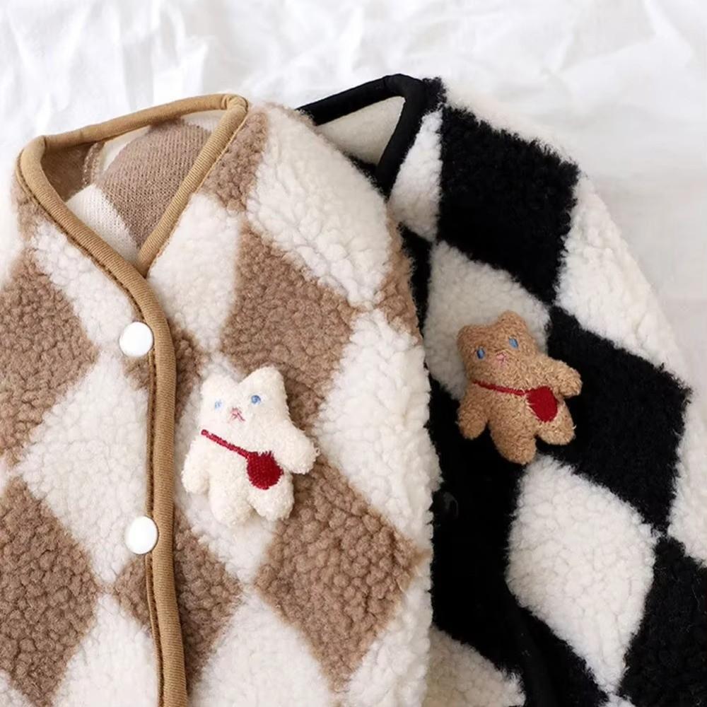 Winter Warm Pet Puppy Clothes Plaid Fleece Pet Outfits Coat Jack Dog Clothes Yorkies Costume Cute Bear Vest Dogs Clothing