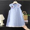 Sweet Doll Collar Sleeveless Summer Girls Dress Kids Children Casual Clothing