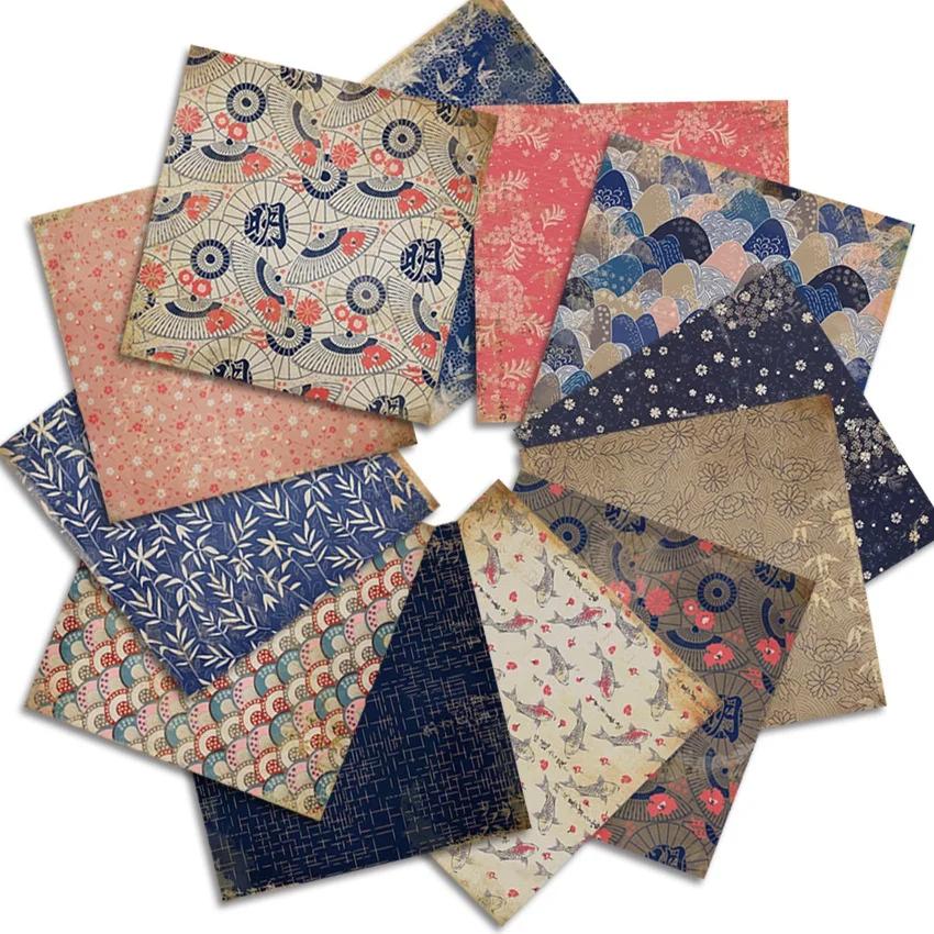 24 Sheets Vintage Japanese Style Craft Paper Pads Cutting Dies Art Background Origami Scrapbooking Card Making