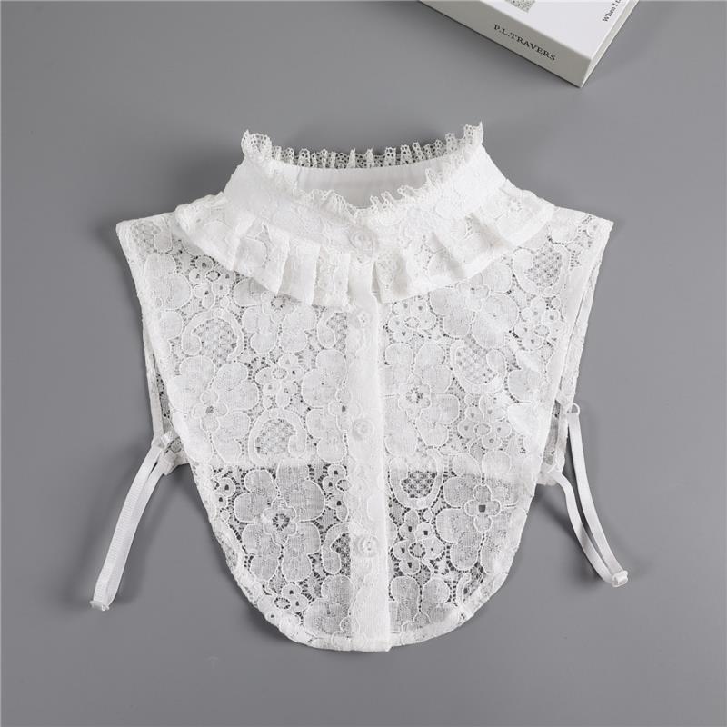 Women Embroidery Lace Detachable Lapel Fake Collar Shirt White Ruffles False Collar Woman Removable False Blouse Nep Kraagie