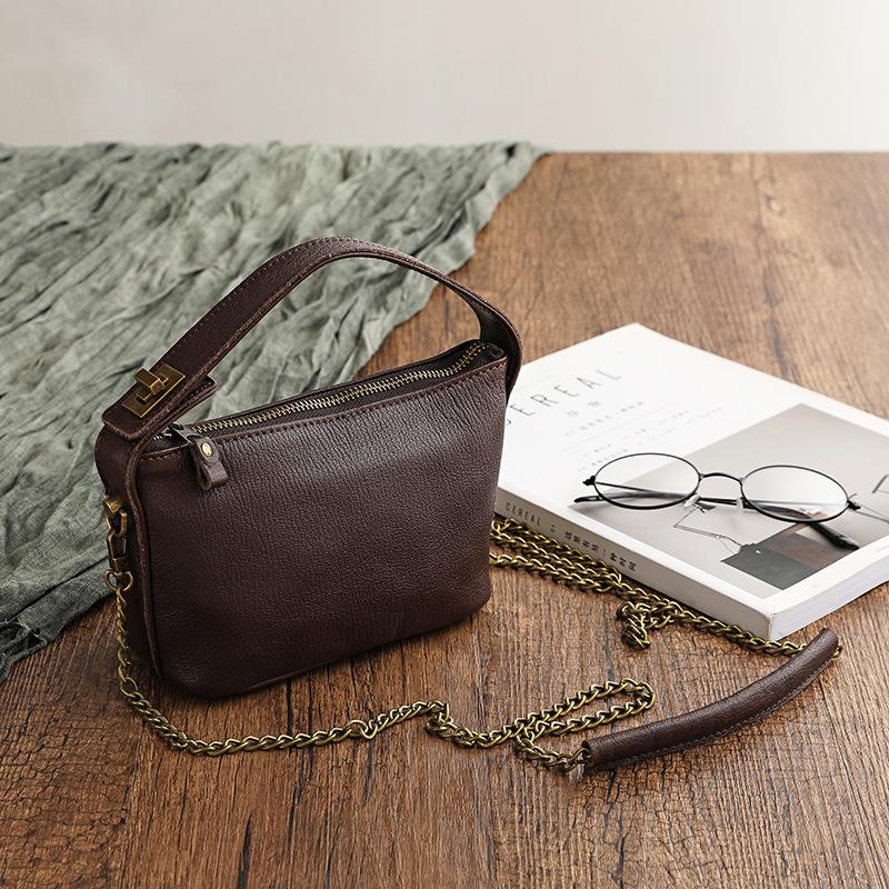 

Johnature Versatile Simple Genuine Leather Women Chain Bag Natural Soft Cowhide Solid Color Shoulder & Crossbody Bags