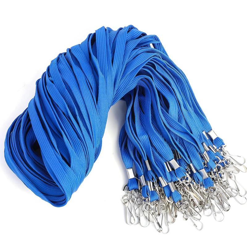 100 Pcs/lot Nylon Safety Lanyards Neck Rope For Card Holder Badge Keychain ID Card  of Black Blue Red Green Landyard