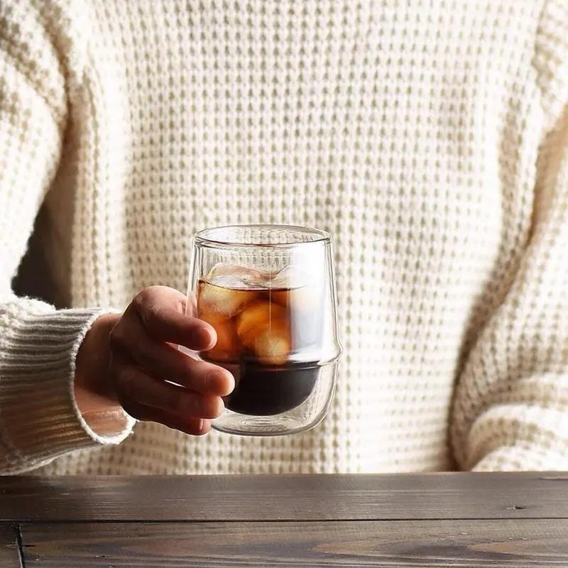 200/350ml Hrnek s dvojitou stěnou ve tvaru Saturnu Žáruvzdorné sklo Espresso Kávový hrnek Snídaňové mléko Jogurt Ovesná kaše Dezertní pohár