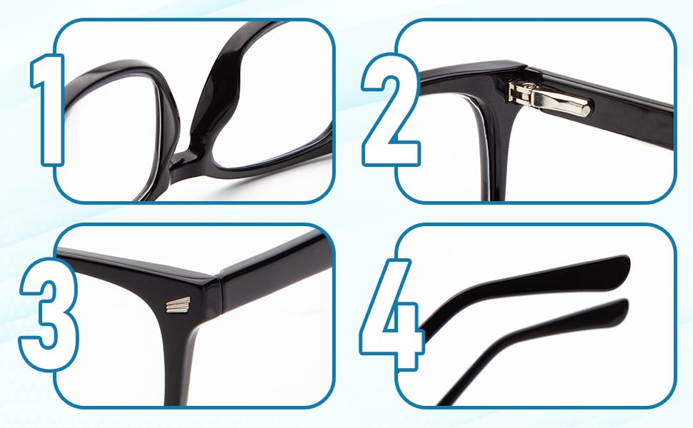 High Quality Stylish Reading Glasses Blue Light Cut UV Protection UV Protection TR90 Material Black [JO] Men's 2.00