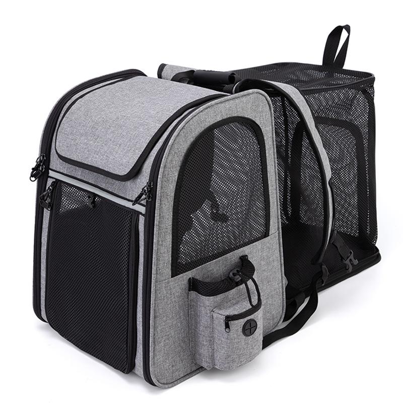 

Double Shoulder Expandable Pet Carrier: Breathable, Foldable Backpack for Cats and Dogs