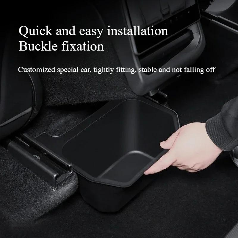 Rear Center Storage Box TPE for Tesla Model Y Juniper 2021-2025 Waterproof Trash Can Tissue Storage Placement Car Accessories