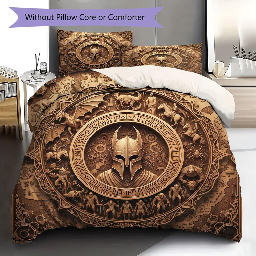 HelmofMordor Pattern Bedding Quilt Set Quilt Cover Pillowcase Home Decoration Birthday Gift (1 * duvet cover + 2 * pillowcase, without core)