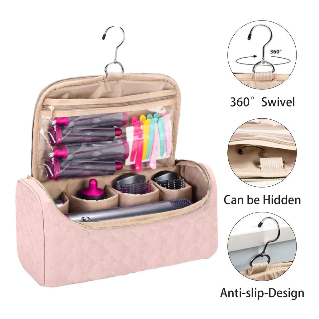 Dyson Hair Dryer & Curling Iron Travel Bag - Portable PU Leather Makeup Storage for Men & Women