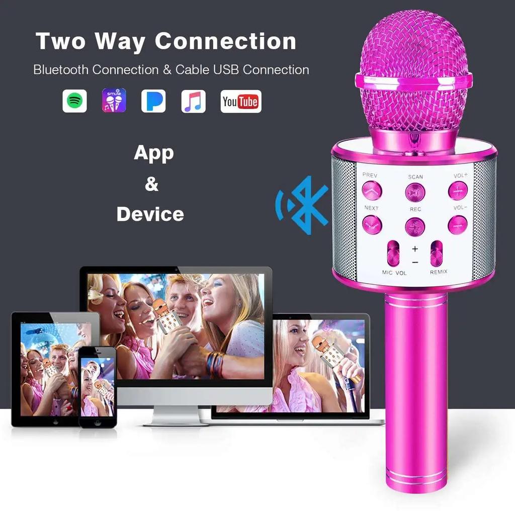 Kids Microphone For Singing, Wireless Bluetooth Karaoke Microphone For Adults, Toys For Boys Girls Gift For Birthday Party