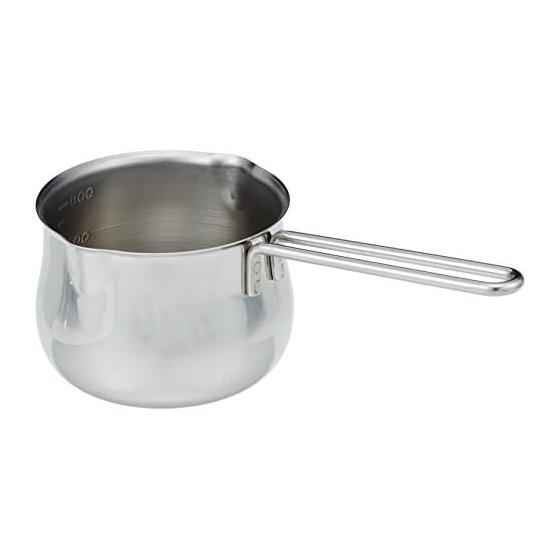 Takekoshi 18-8 Полированная молочная кастрюля 800 куб. см с ручкой-проволокой и шкалой Серебристая