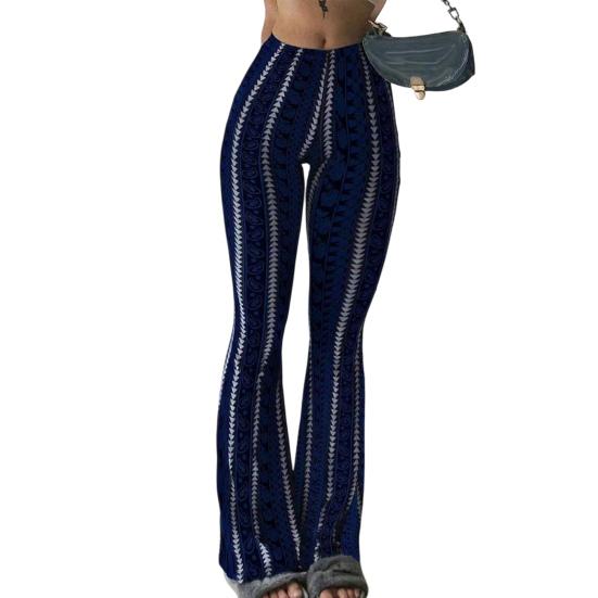 Women Yoga Pants Elastic Mid-rise Casual Printed Flared Trousers Printing Flattering Leg Silhouette Pants Running Walking Long Pants