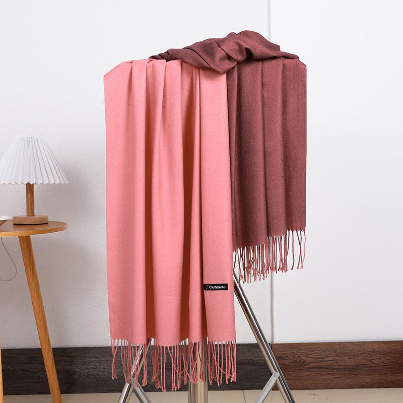 Double-sided Two-color Scarf for Women Autumn and Winter High End New Wool Scarf Shawl Imitation Cashmere Scarf