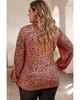 Azura Exchange Puff Sleeve V Neck Leopard Lace-up Top