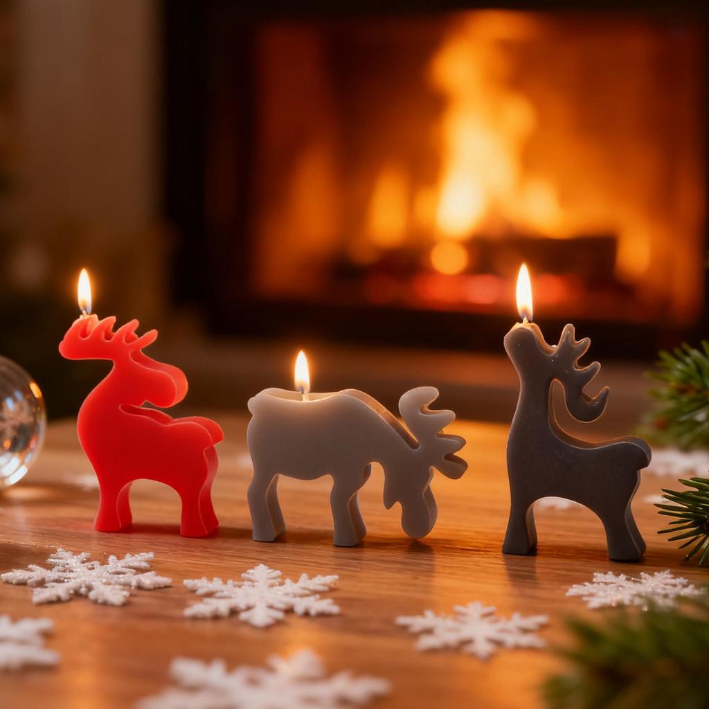 Weihnachten 3D Hirschform Silikon Kerzenform 3-Rentier Kerzenherstellung Formen Stehender Elch Resin Form Weihnachtsdekoration