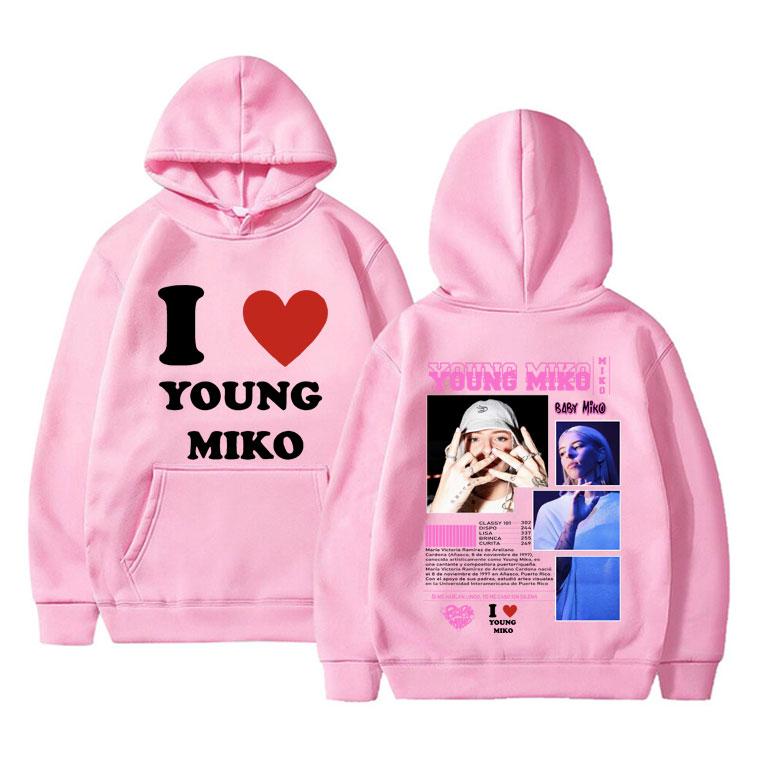 I Love Young Miko Double Sided Print Hoodie Men Women Fashion Hip Hop Sweatshirt Unisex Clothing Art Aesthetic Oversized Hoodies