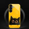 Cute cat tempered glass phone case suitable for Samsung Galaxy S26 S25 S24 S23 S22 S20 FE/Ultra/Plus anti fall back cover