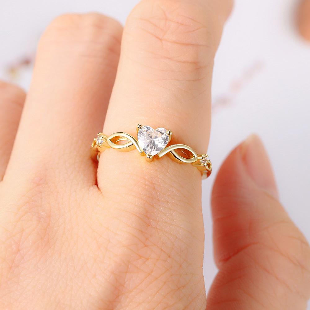 

Fashion Heart Ring for Teen Girls Romantic Gold Color Promise Ring Aesthetic for Women Korean Jewelry Wedding Accessories KAR346 resizable