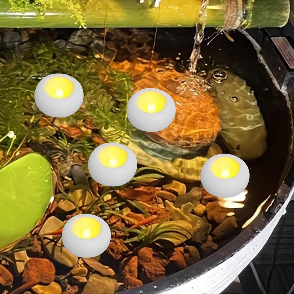 12pcs Floating Candle Lamp Flameless Tea Light Electronic Waterproof LED Light Water Activated For Wedding Party Pool Spa Decor