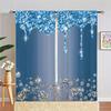 2pcs Shiny Silvery Water Drops Print Rod Pocket Curtains, Semi Blackout Decorative Curtains For Living Room Bedroom Office Home