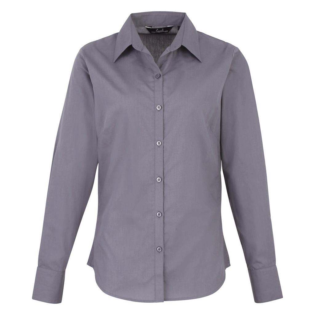 Premier Womens/Ladies Poplin Long-Sleeved Blouse