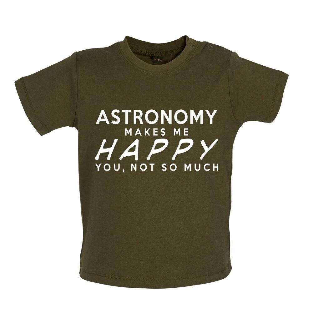 Astronomy Makes Me Happy - Kids Baby Kids Boys Girls Unisex T-Shirt / Bodysuit - Science Stars Space 100