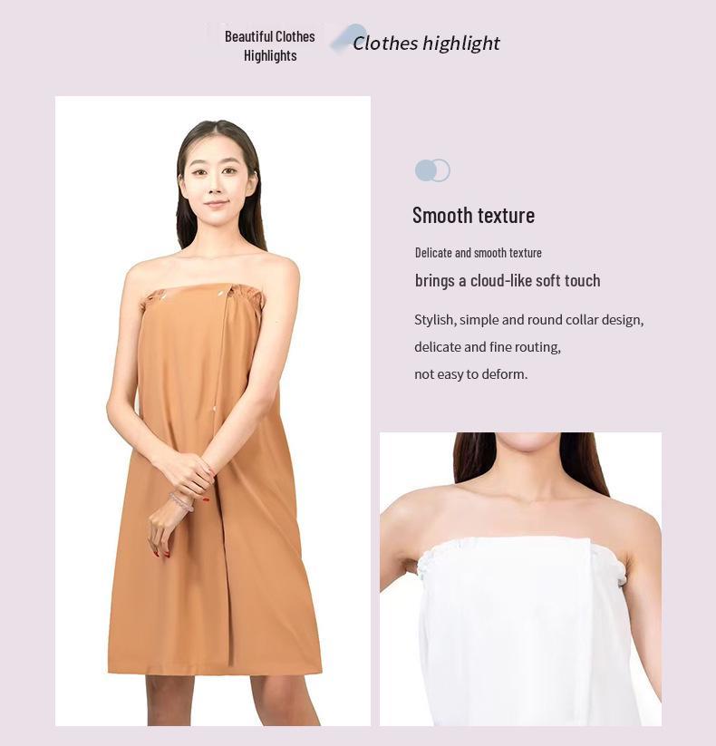 Women's Cotton Bathrobe: Absorbent Wraparound Bandeau Dress