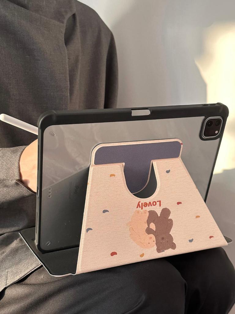 Rotating iPad Pro 2021 Case - Cute Cartoon Doll Design for Little Girls