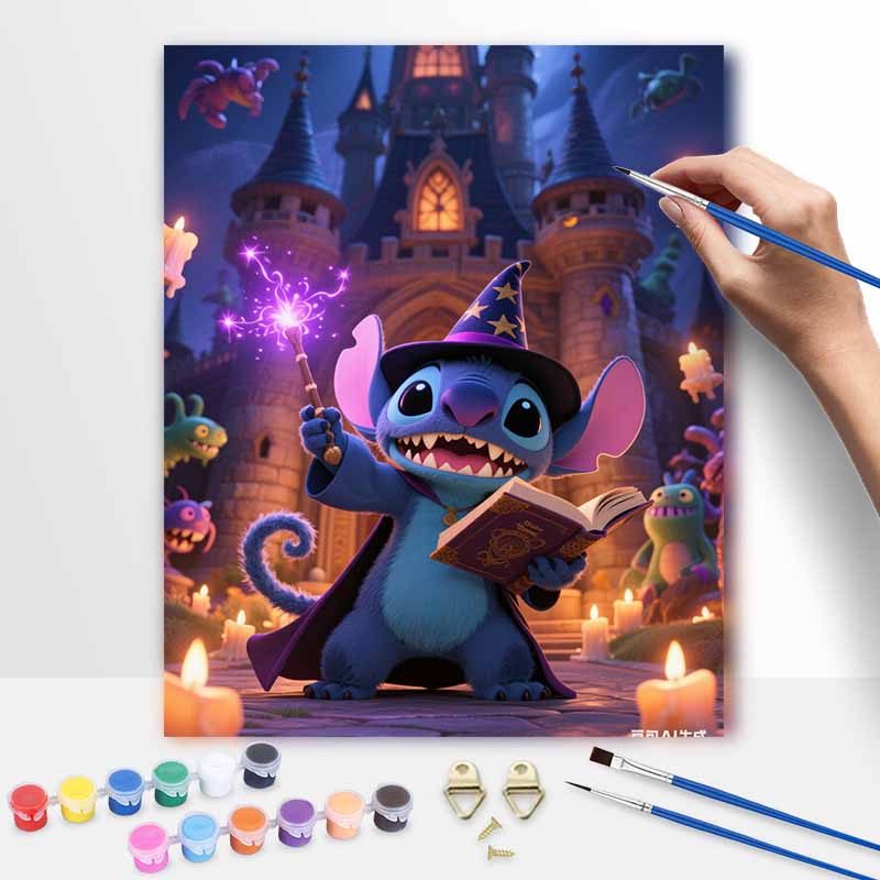 Disney Stitch Wizard Castle Digital Oil Painting Art Kit Hand Filled Home Decor 20x30cm
