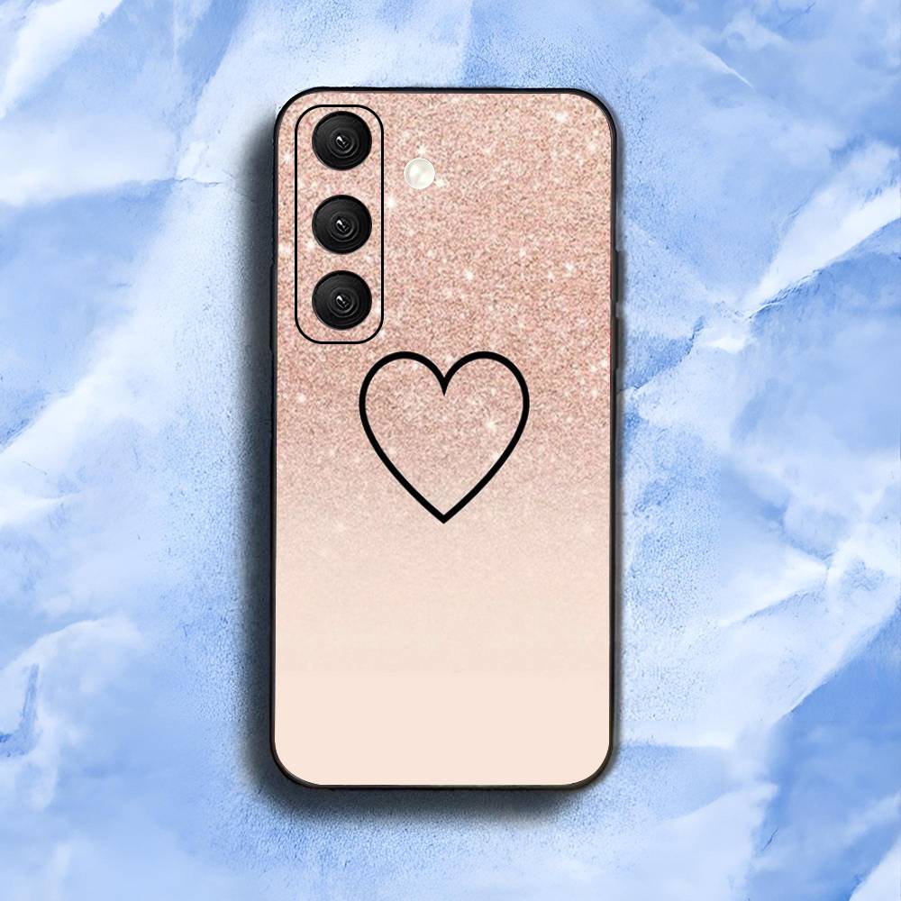 Gold Rose Love Heart Luxury Black Phone Case For Samsung Galaxy S23 S24 S25 Ultra S22 Plus S21
