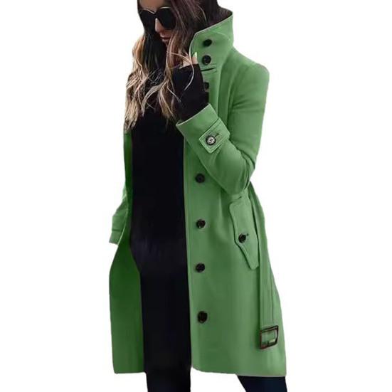 Cappotto invernale in lana taglie forti collo alto monopetto con cintura maniche lunghe giacca spessa di colore puro per appuntamenti shopping soprabito da esterno