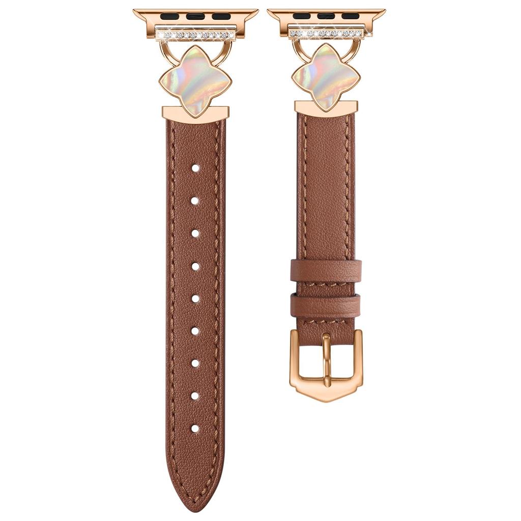 Watch Band For Apple Watch Series 10 Ultra 8 9 8 7 SE 6 5 4 3 2 1 46mm 49mm 45mm 44mm Four-Pointed Star Adjustable Genuine Cow Leather Strap