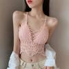 Lace Bralettes for Lady Lace Longline Bralette Deep V Neck Padded Wirefree Bra