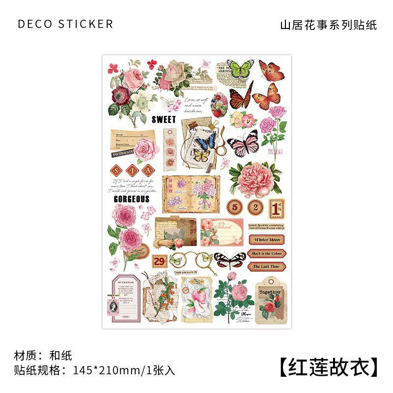 Vintage Butterfly Floral Washi Paper Stickers For Hand Account Scrapbooking Decoration