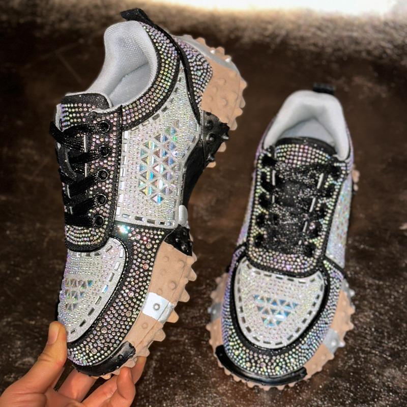 Scarpe Singole da Donna Primavera Nuove Full Diamond Scintillanti Suola Morbida Antiscivolo Scarpe Sportive Casual