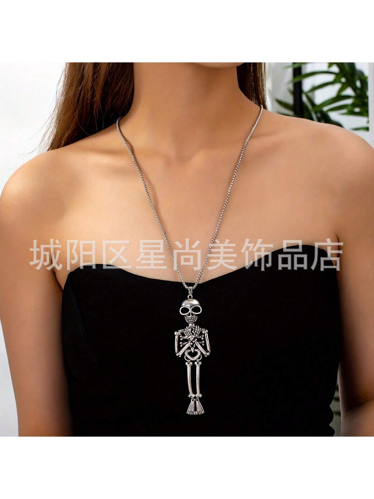 Хэллоуин Винтаж Готика Хип-Хоп Стиль Diablo Модная Личность Ожерелье с Черепом