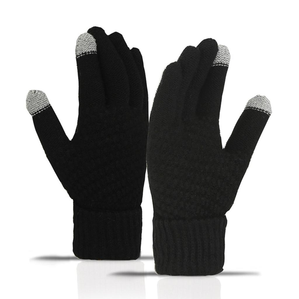 Gloves for Women In Winter, Thickened with Velvet, Korean Version, Cold Resistant, Cute, Cycling, Touch Screen, Warm, Knitted Yarn Gloves
