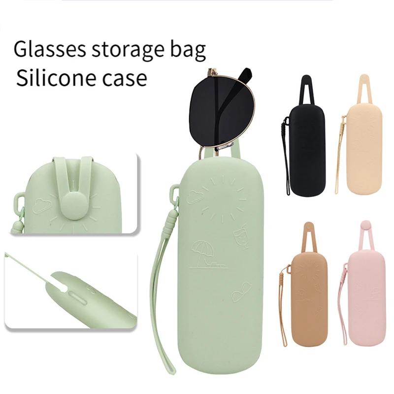 Ultra-light Soft Silicone Glasses Case With Hand Strap Travel Sunglasses Cover Anti Scratch Dustproof Glasses Protective Cover