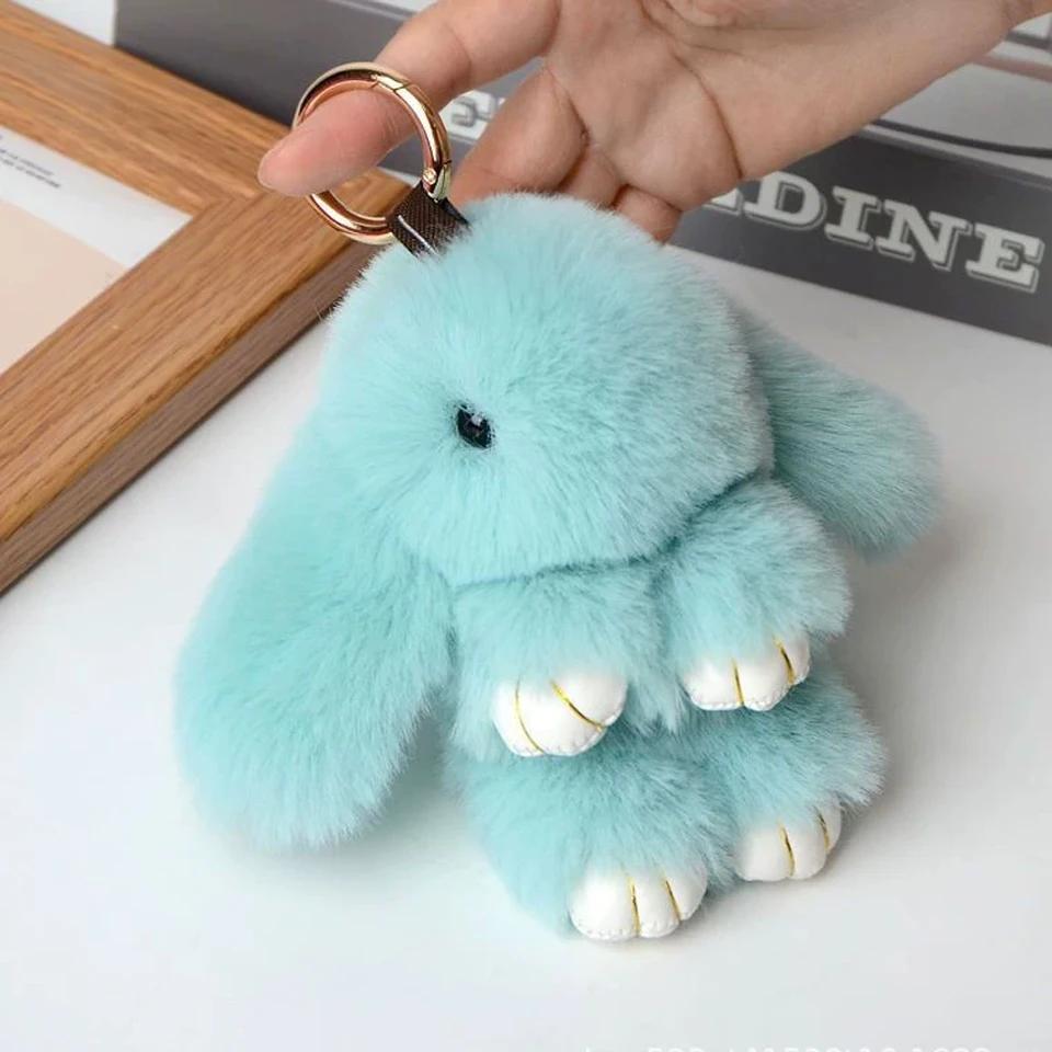 15cm Fluffy Rabbit Fur Pompon Bunny Soft Cute Rabbit Toy Bag Decoration Accessories Gift for Girls Gift Bag Charm