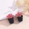 Adorable Resin Succulent Potted Plant Small Pendants Earrings Versatile Charm Ear Jewelry for Fashionable Individuals