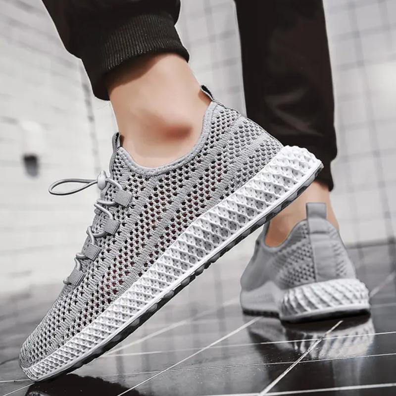 

Мужские сетчатые спортивные туфли Повседневные сетчатые легкие дышащие кроссовки Летние с круглым носком Однотонные Удобные тренировочные туфли 44 серый