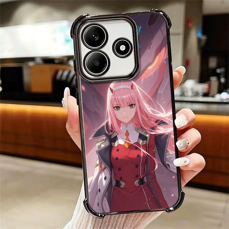 Darling Zero Two 02 Anime Plating Phone Case For Xiaomi Redmi Note 14 15 Pro Plus 13 12 11 11S 11T 10 9S 9 5G Anti-Fall Airabag